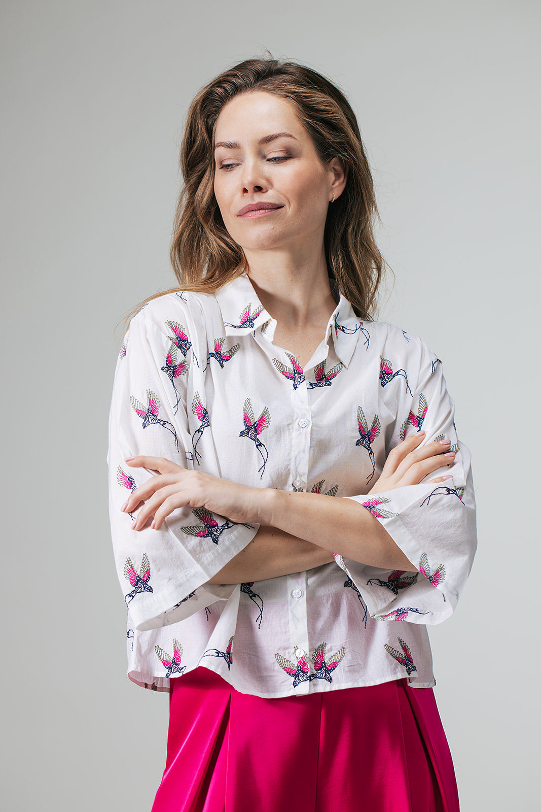 Anita birds embro | Wit multi – LabeL DOT