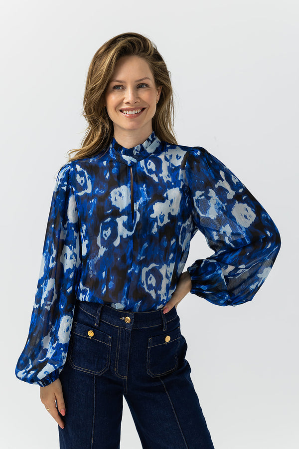 Aiva Blouse | Blauw multi