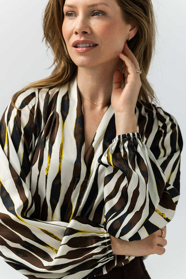 Ange Blouse | Bruin multi